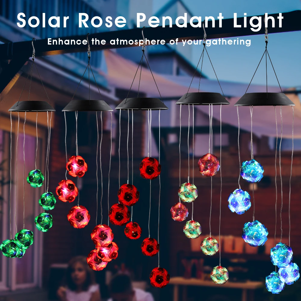 Solar Laser Wind Chime Lights Solar Powered Disco Ball Lamp Landscape Courtyard Lights Waterproof Outdoor Decorative Lamp