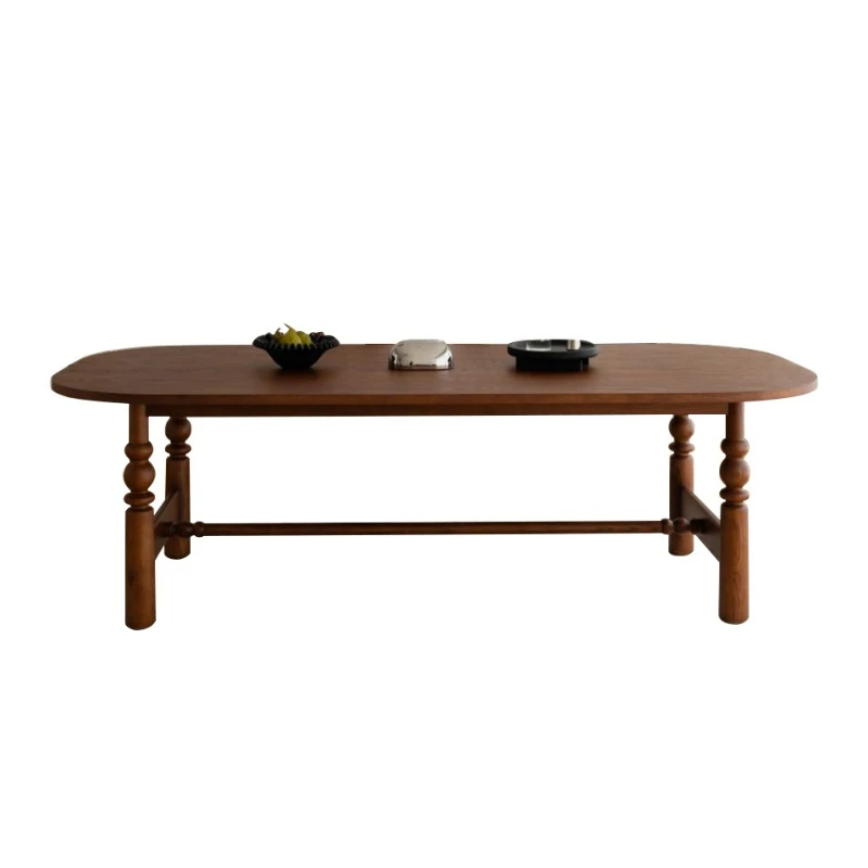 

French retro solid wood dining table home dining table designer creative desk oval high-end ash wood table