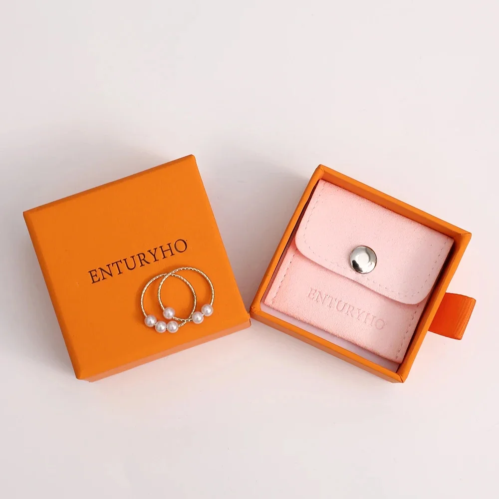 6x6x3.5cm Orange color Cardboard Jewelry Box High Quality Krafty Paper Handmade Package Drawer Boxes With Custom Logo