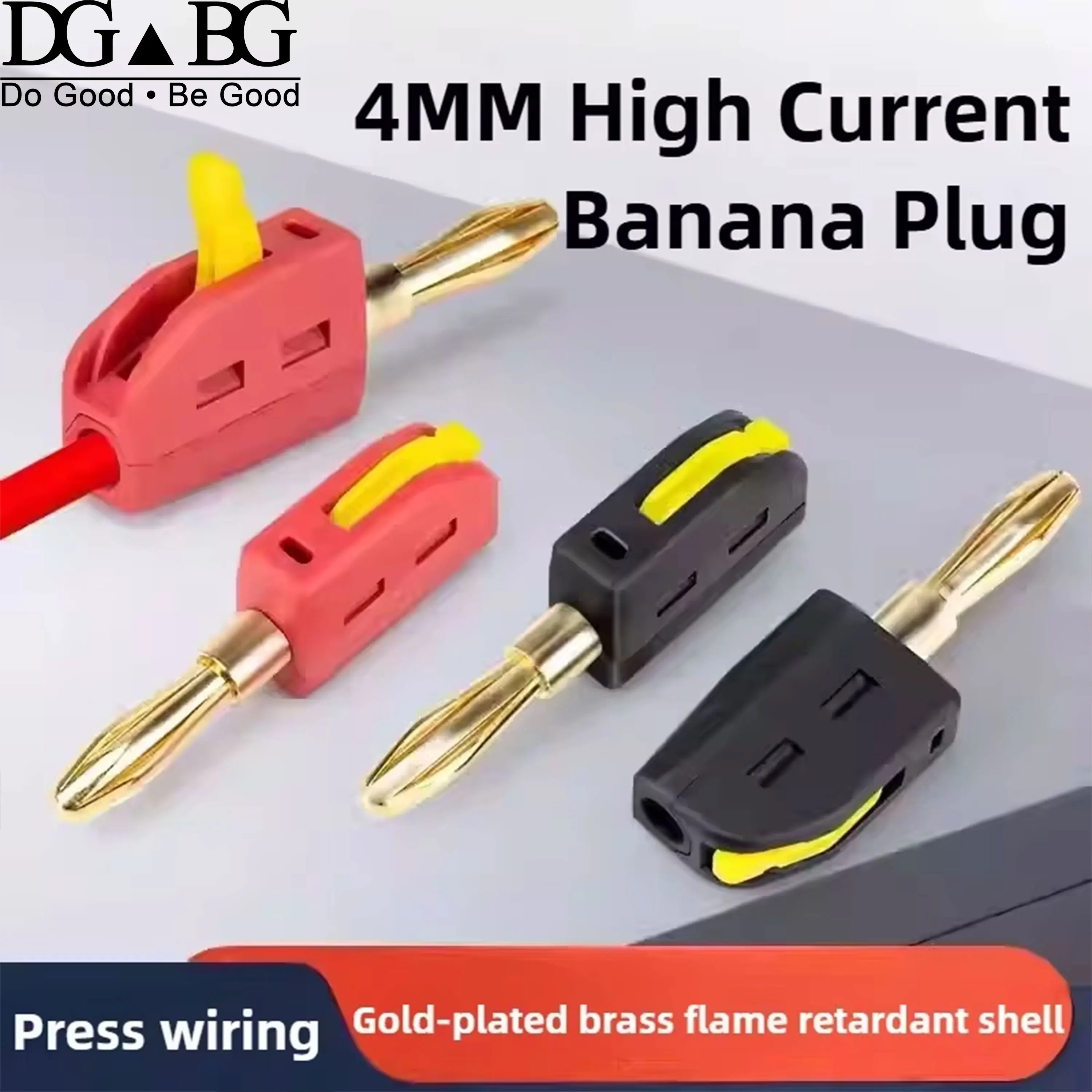 4mm Gold Plated Solderless Banana Plugs Set 5 Colors, Quick Connect for Speaker/Audio Cables & Test Leads, 32A 250V