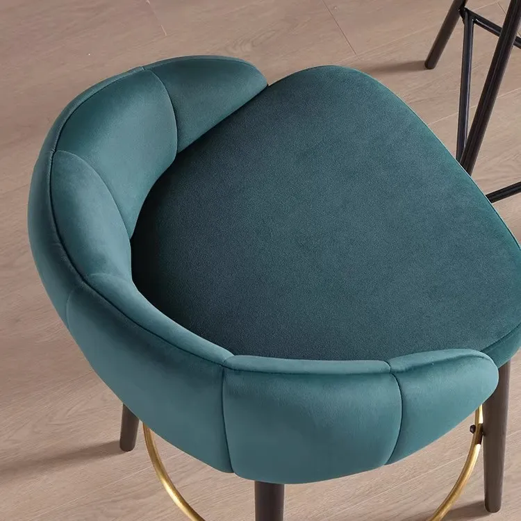 Solid Wood Bar Chair Light Luxury Modern Simple Home High Chair Leather  Combination High Stool  Front Desk