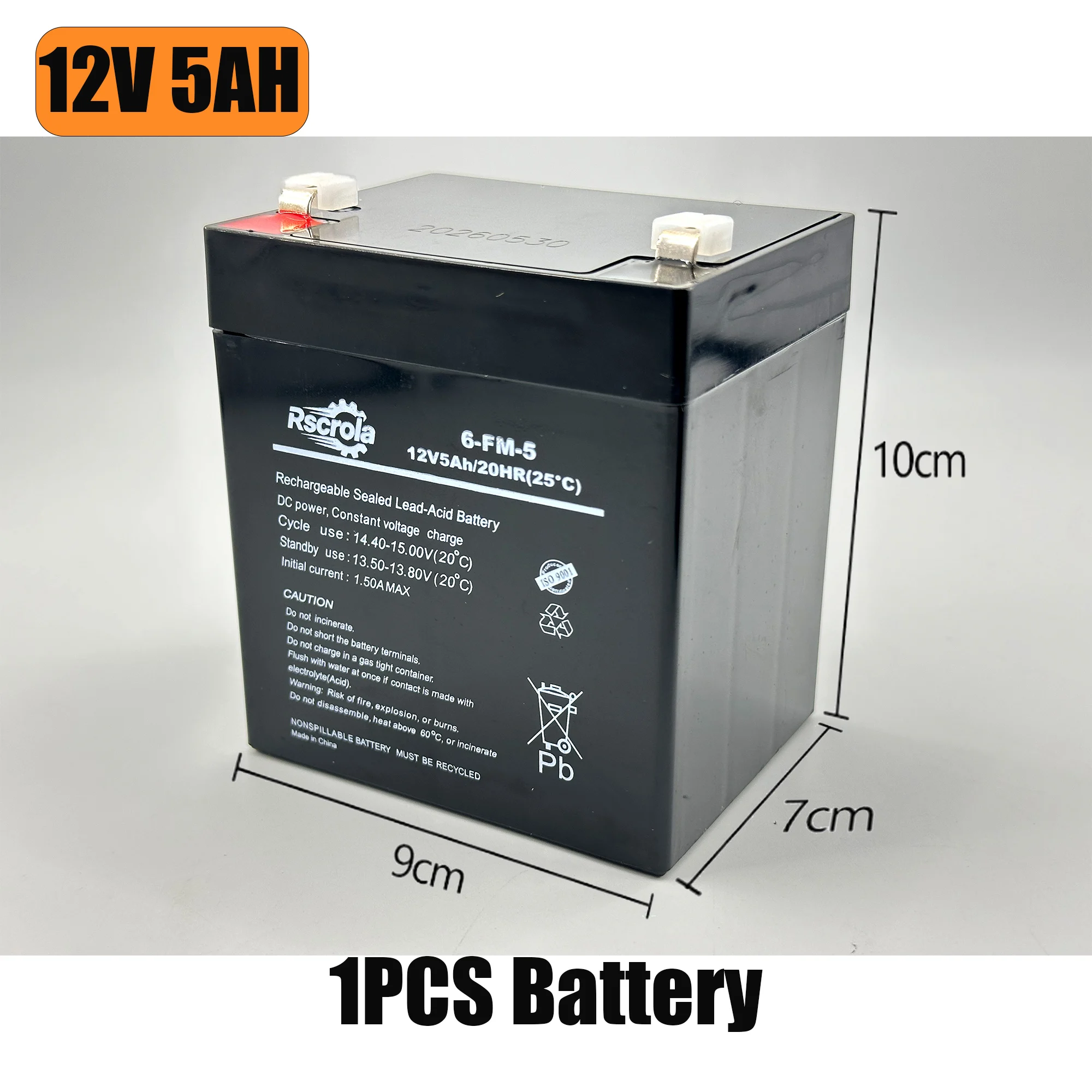 100% NEW Rscrola 12V5A Rechargeable Battery 6V/12V 5Ah 7Ah 8Ah 12Ah