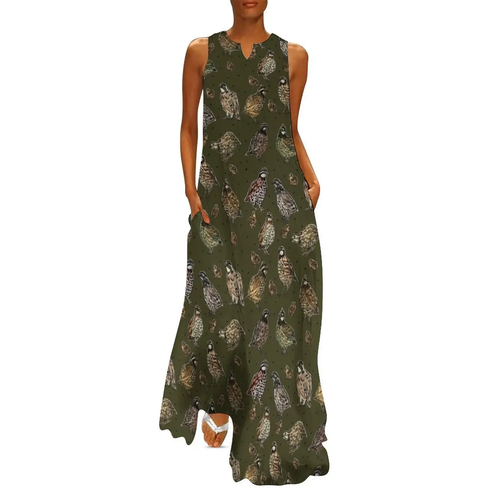 

Bobwhite Quail Pattern Long Dress loose women's dress summer dress woman 2025 Bride dresses evening