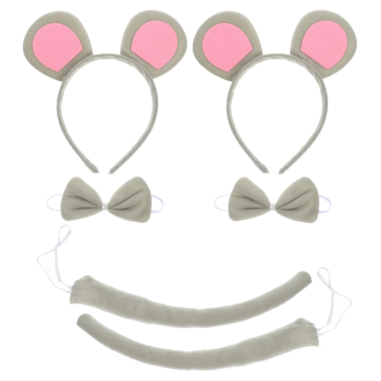 2Sets Mouse Headband Bow Tie Tail Cosplay Set Costume Supplies Party Fashion Show Mouse Cosplay Set