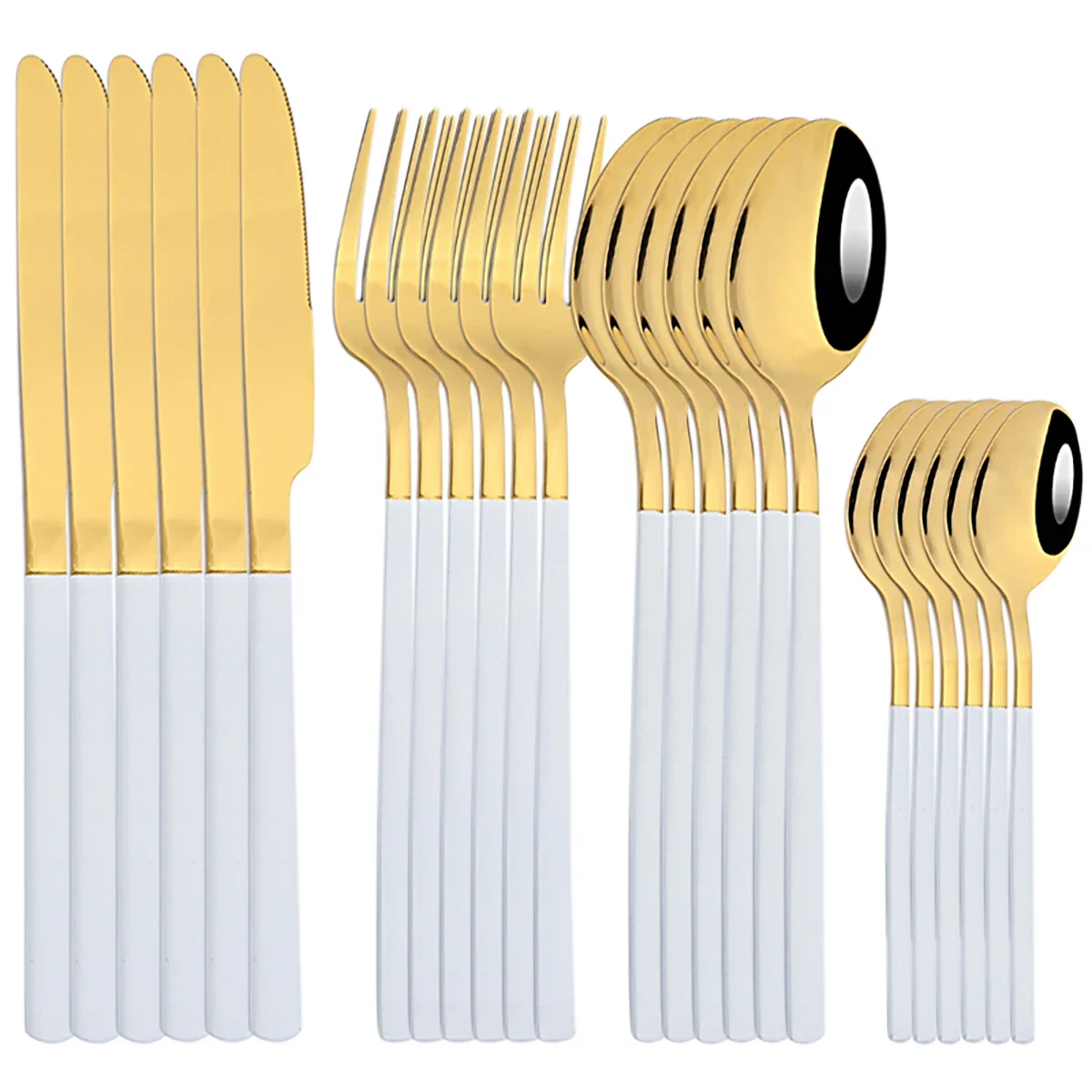 24Pcs Geschirr Set Edelstahl Geschirr Schwarz Gold Besteck Messer Kuchen Obst Gabel Löffel Küche Besteck Set Party Versorgung