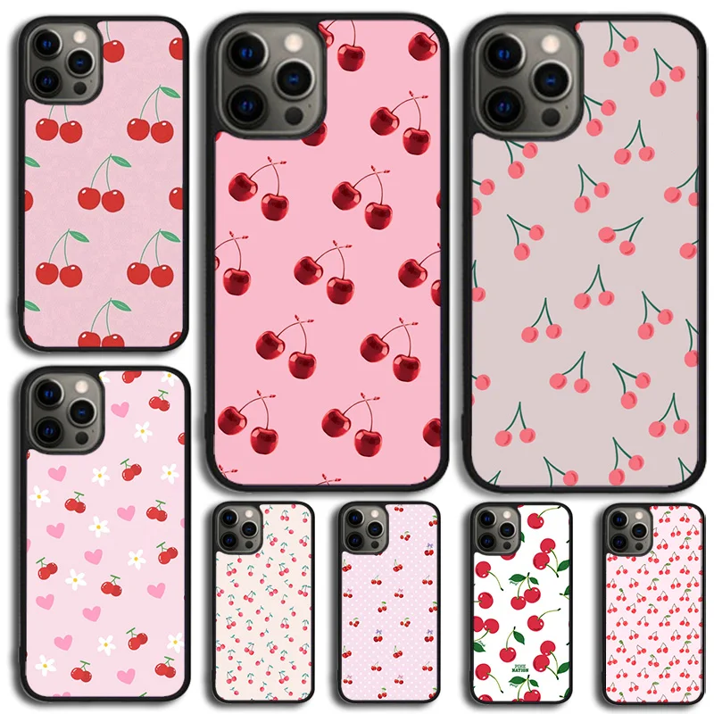 Rosa Kirschen Kirsche Handyhülle für Samsung Galaxy S10 S22 S23 S24 Note 10 20 Lite S20 Plus S21 Ultra Rückseite