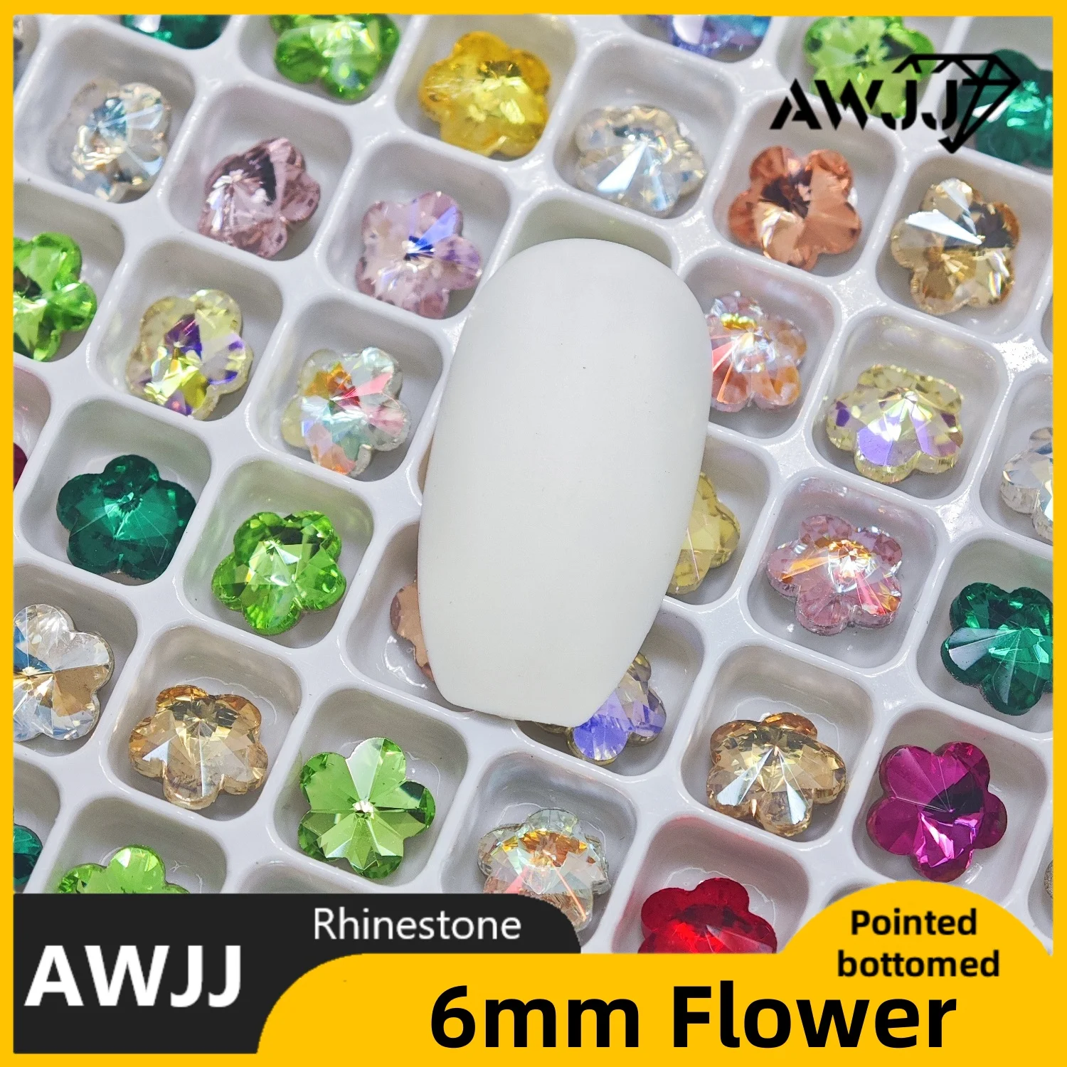 6mm Flower Shaped Crystal All Color Pointed bottomed Decoration Gems Used for earrings necklaces Nail Jewelry accessory