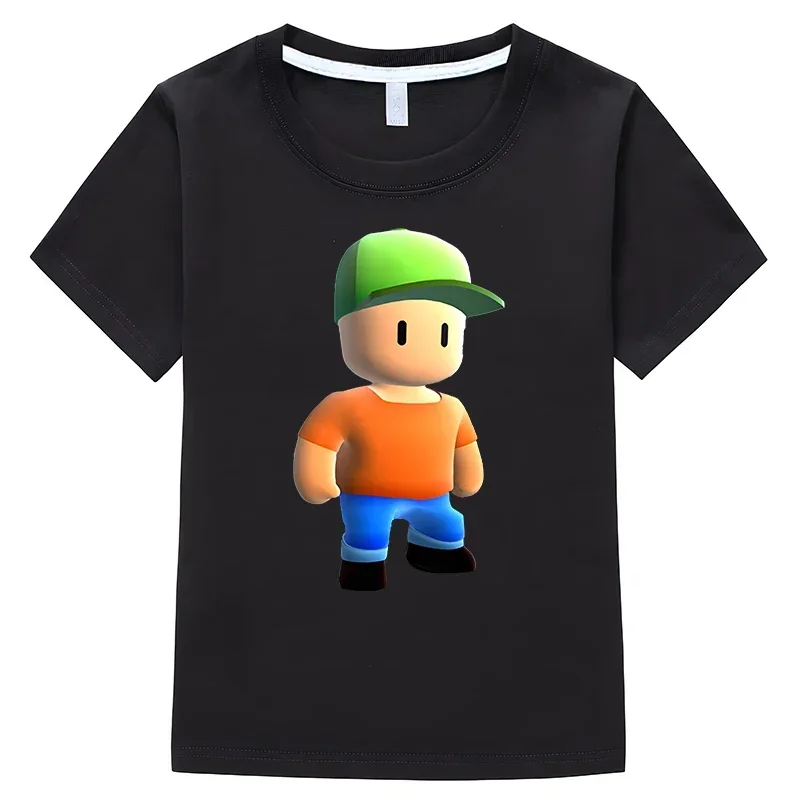 Stumble Guys Children Summer T-shirt 100%Cotton Short Sleeve Tops one piece t shirt for kids boy 10 years y2k girls boys clothes