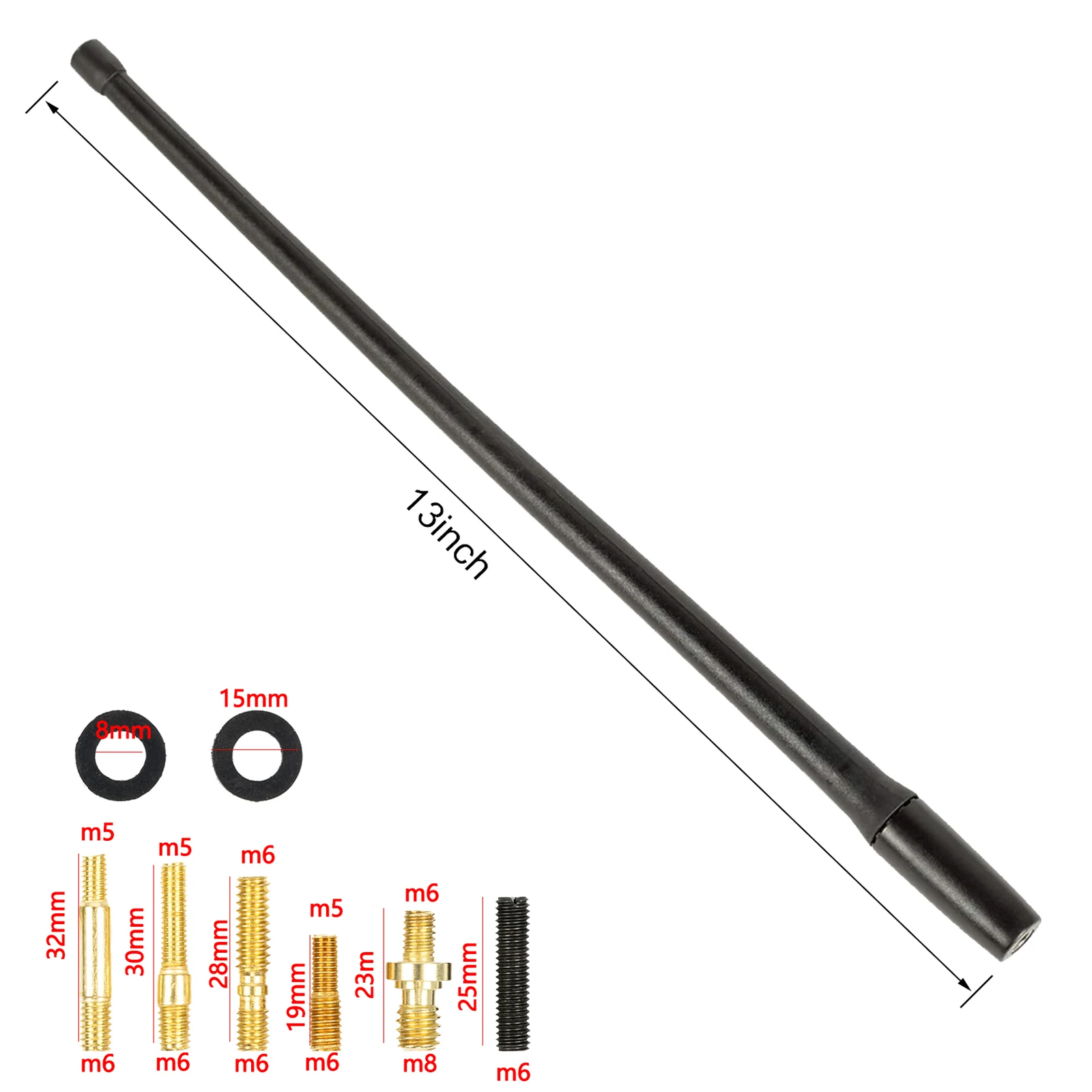 13in AM FM Radio Antenna Mast for Jeep Wrangler JK JL 2007 2008 2009 2010 2011 2012 2013 2014 2015 2016 2017 2018 Rugged Ridge