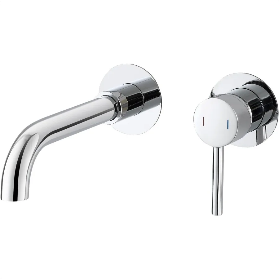 

Wall Mounted Bathroom Faucet 360° Rotating Single Handle with Roughin Vae Chrome