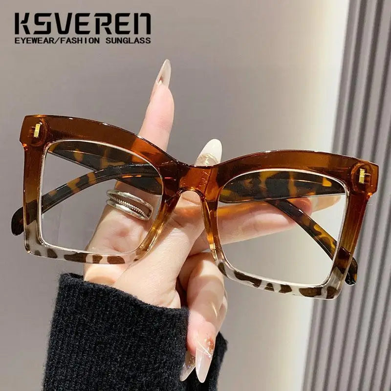 여성용 캣츠아이 블루라이트 차단 독서 안경 오버사이즈 프레임 노안 안경 처방 안경 광학 안경 +8.0까지