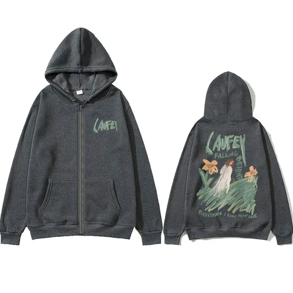 Laufey fällt hinter alles, was ich über Love Print Reiß verschluss Hoodie Männer Frauen Casual Fashion übergroße Reiß verschluss Jacke Hoodies weiß