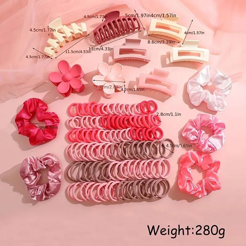 53-163Pcs Dopamine Fashion Elastic Colorful Band Hair Circles Flower Shaped Hair Accessory Grip For Women Daily Party Gift 2023