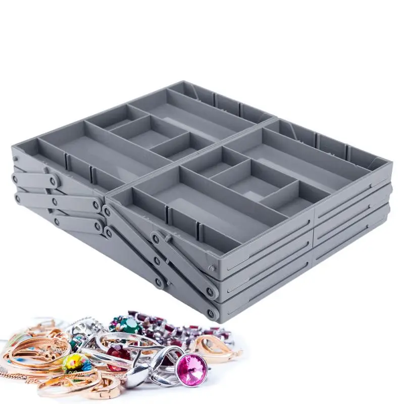 

2/3 Tier Desk Drawer Organizer Foldable Multi-cell Storage Tray Dressing Table Jewelry Organizer Storage Containers For Home