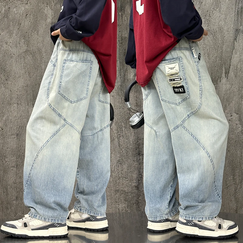 

Spring Summer Kids Children Lightweight Gradient Blue Jeans for Boys Casual Anti-Mosquito Denim Pants Thin Trousers 5 7 9 11 14Y