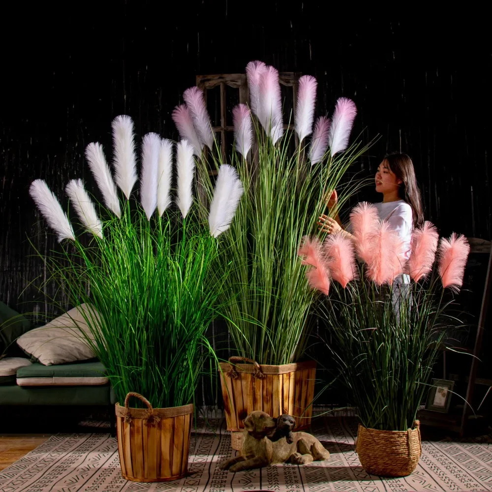 High-grade reed grass, artificial flowers, fake trees, plants, potted plants, living room indoor bionic green plants, decorative