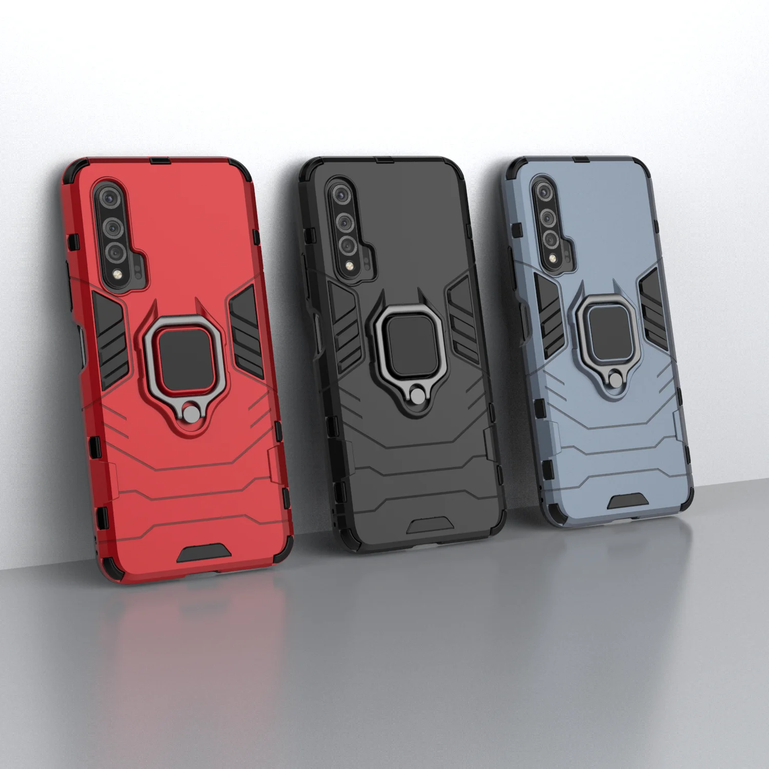 Armor Shockproof Case For Huawei Nova 7SE 6 5Z 5T 5i 4E 3E 2 Lite Pro Y90 Y70 Y61 Y60 4G 5G Bumper Metal Ring Stand Back Cover