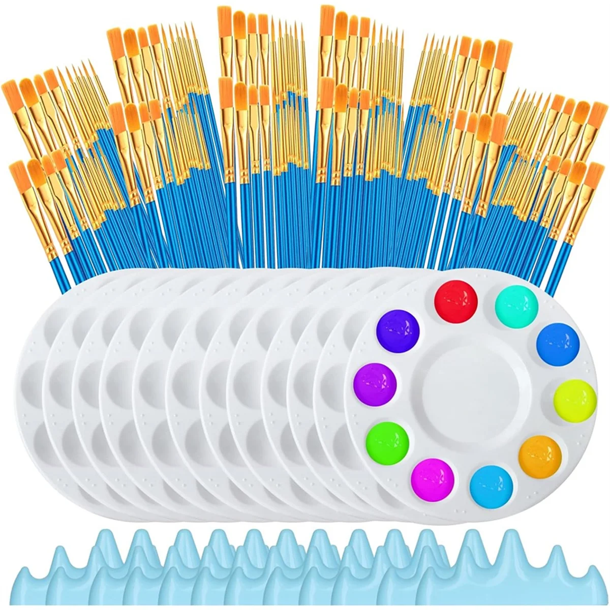 

ABGV 144 Pcs Paint Brush Sets,120Pieces Paint Brushes and 12 Painting Palette 6.3 Inch,with 12Pen Holders Convenient Storage