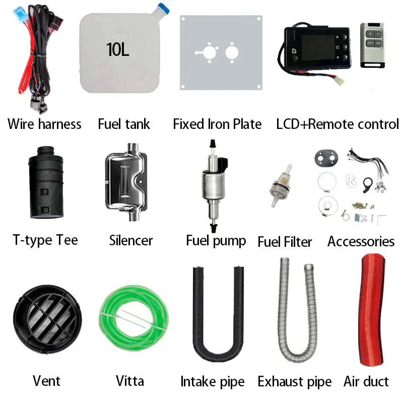 Calentador diésel para estacionamiento de aire de coche de 12/24 voltios, calentador de estacionamiento de agua de 10kw, calentador diésel de 12 voltios y 24 voltios