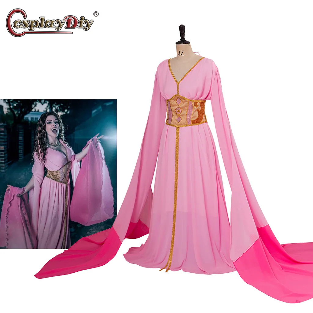 

Cosplaydiy Aleera Van Helsing Cosplay Adult Women Vampire Costume Aleera Pink Dress Gothic Victorian Medieval Fancy Party outfit