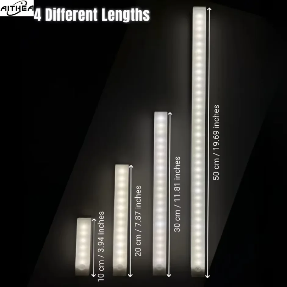 AITHEA LED Motion Sensor Light Wireless USB  Rechargeable Night Light Portable Induction Lamp for Cabinet Wardrobe Staircase