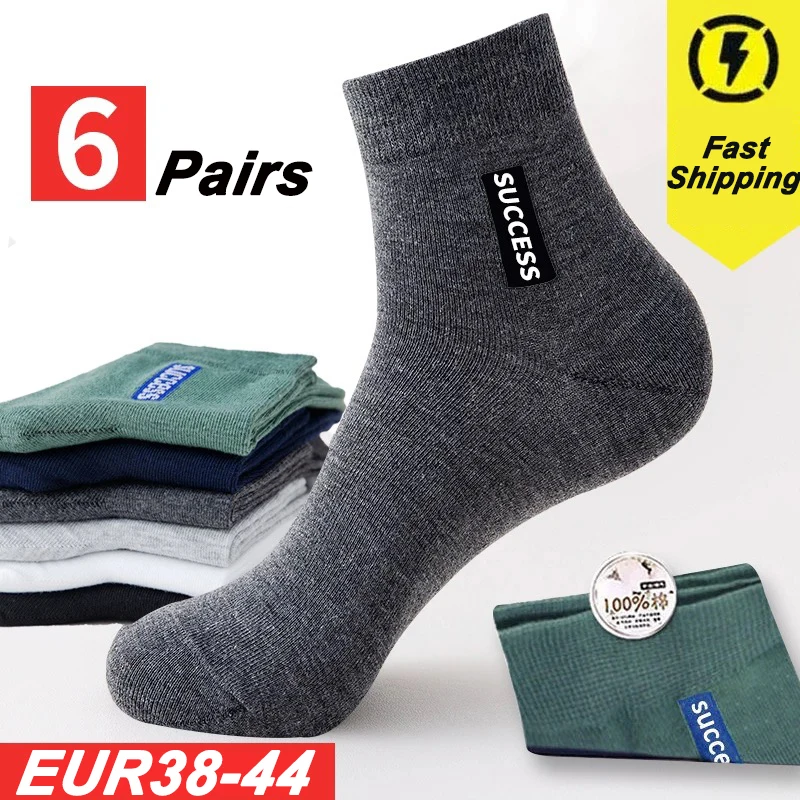 6 Paar Bambusfaser Herbst Winter Herrensocken Atmungsaktive Baumwolle Sportsocken Atmungsaktive Deodorant Business Socken Plus Größe 38-44