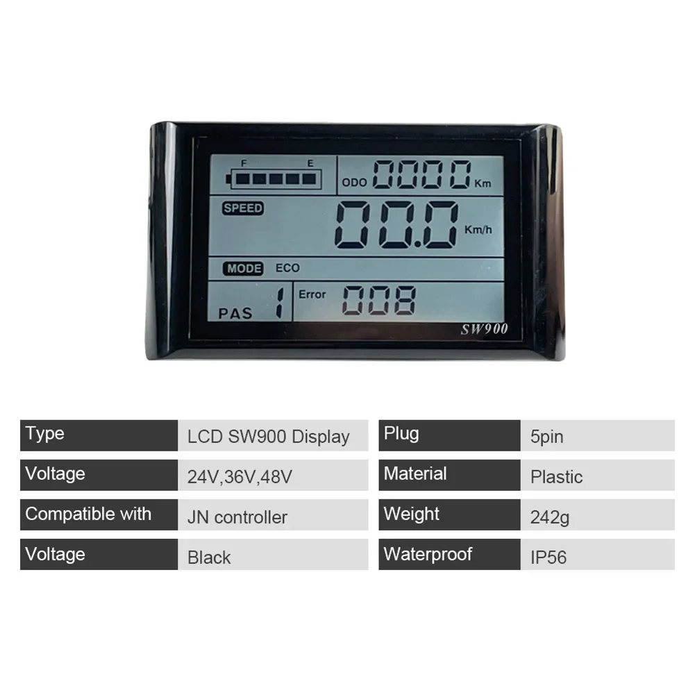 SW900 LCD Display Meter Control Panel 24/36/48V E-Bike Electric Bicycle Scooter