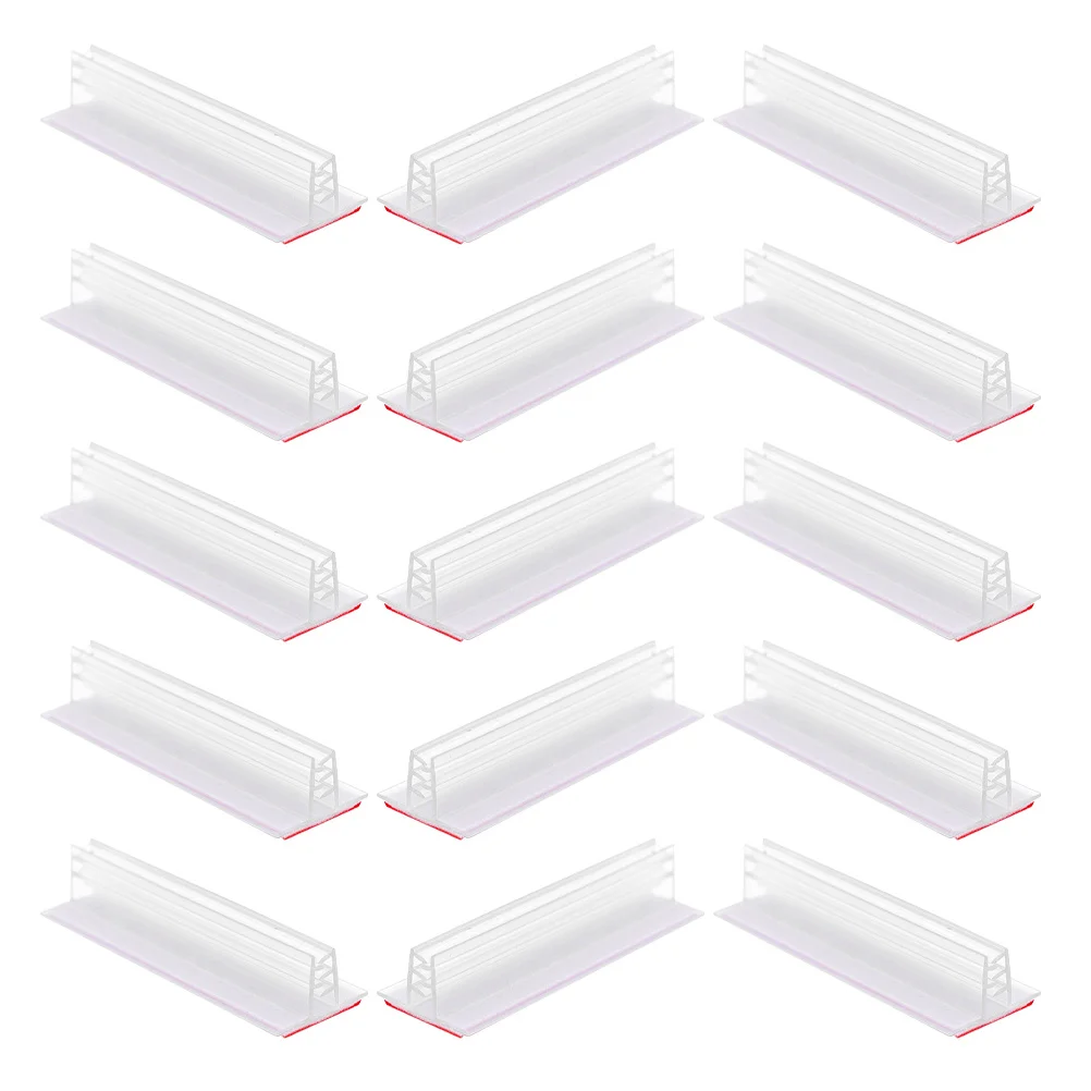 

15pcs Sneeze Guard Holder Self-Adhesive Pvc Sign Display Stand For Name Tags Place Cards Poster Board Photos Clips Retail Office