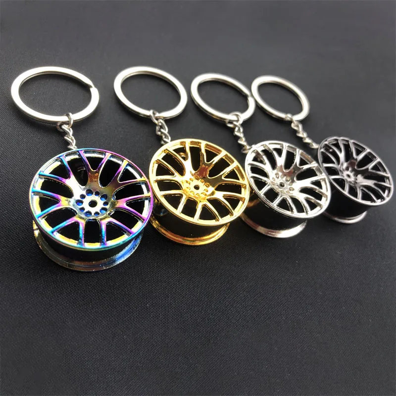 Car Keychain Wheel Hub Retrofitting Keychain Metal Wheel Hub Pendant Creative Gift Keyring Chain Link Pendant General Accessorie