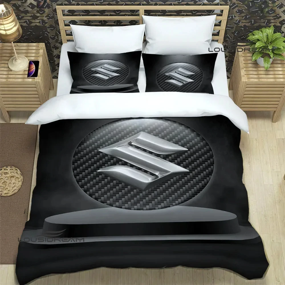 3D Print S-SUZUKI Motorcycle Bedding Set,Duvet Cover Bed Set Quilt Cover Pillowcase,King Queen Twin Size Boys Girls Adults