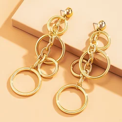 Punk Long Big Circle Link Chain Earrings for Women Hiphop Statement Large Drop Earrings Fashion 2021 Earring Jewelry Gift