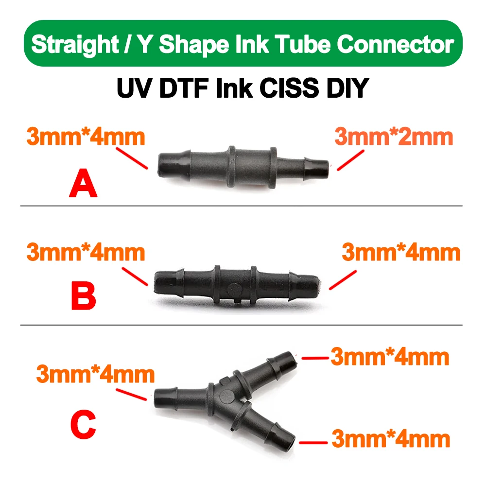 15pcs Eco solvent Straight / Y shape UV ink tube connector ink tube fittings inkjet printer DTF Ink CISS DIY