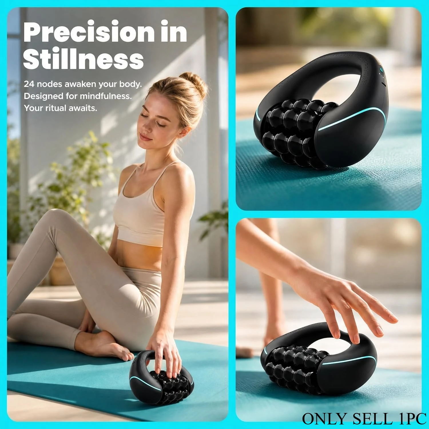 Masseur à rouleaux vibrants à vitesse réglable, rechargeable par USB, appareil de relaxation musculaire pour la salle de sport, les voyages et le bureau.