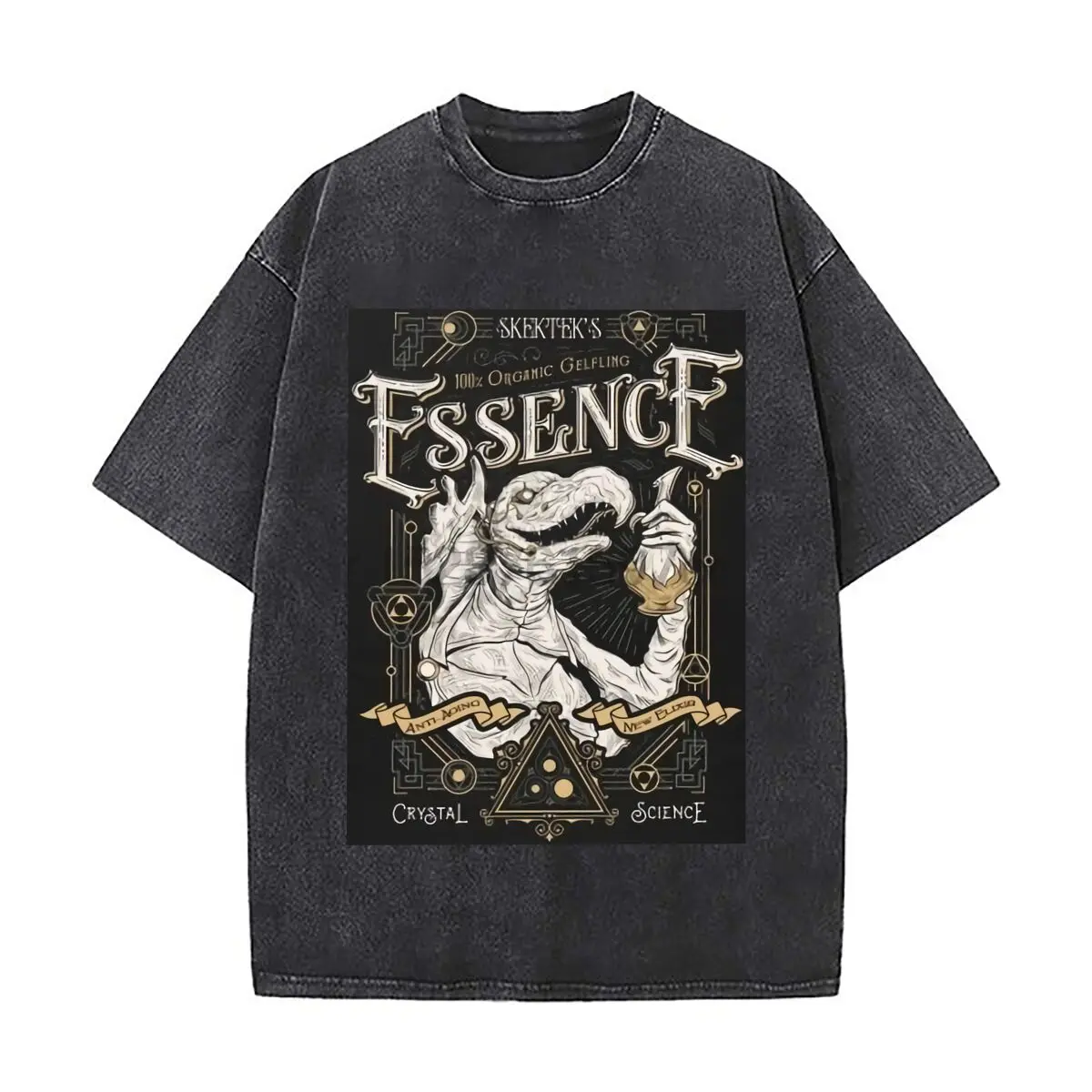 Essence Occult Fantasy Art Sports Casual Distressed Washed Short Sleeve Breathable Cotton Top