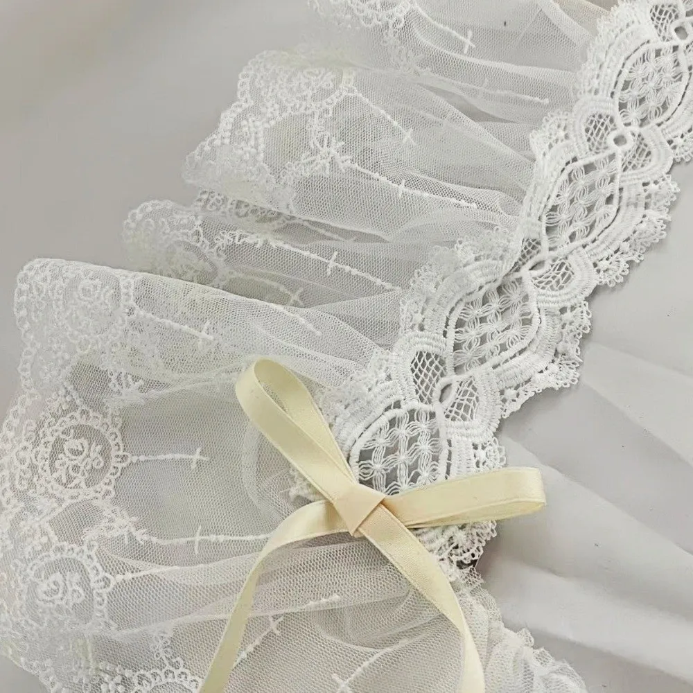 

Fashion Black and White Lolita Headband Lace Ruffled Edge Harajuku Headband Bow Floral Pattern Veil Headband Cosplay Events