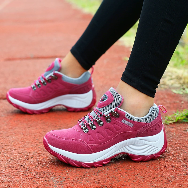 Shoes for Women Outdoor Waterproof Platform Hiking Shoes Increase Casual Sneakers Ladies Nonslip Camping Climbing Woman Sneakers