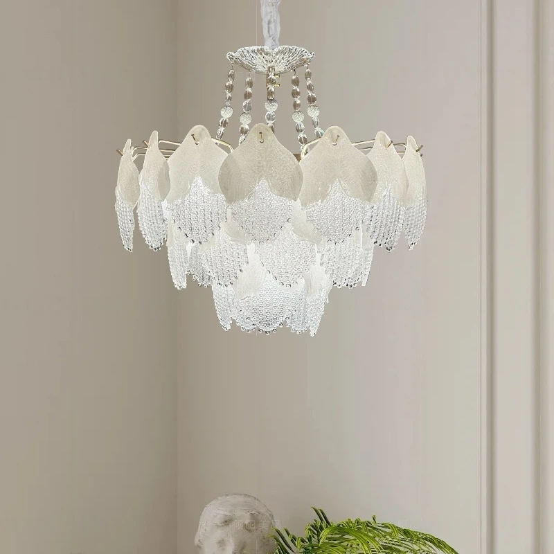 

French luxury bedroom pendant light, high-end crystal light, warm and romantic princess girl's room, restaurant light