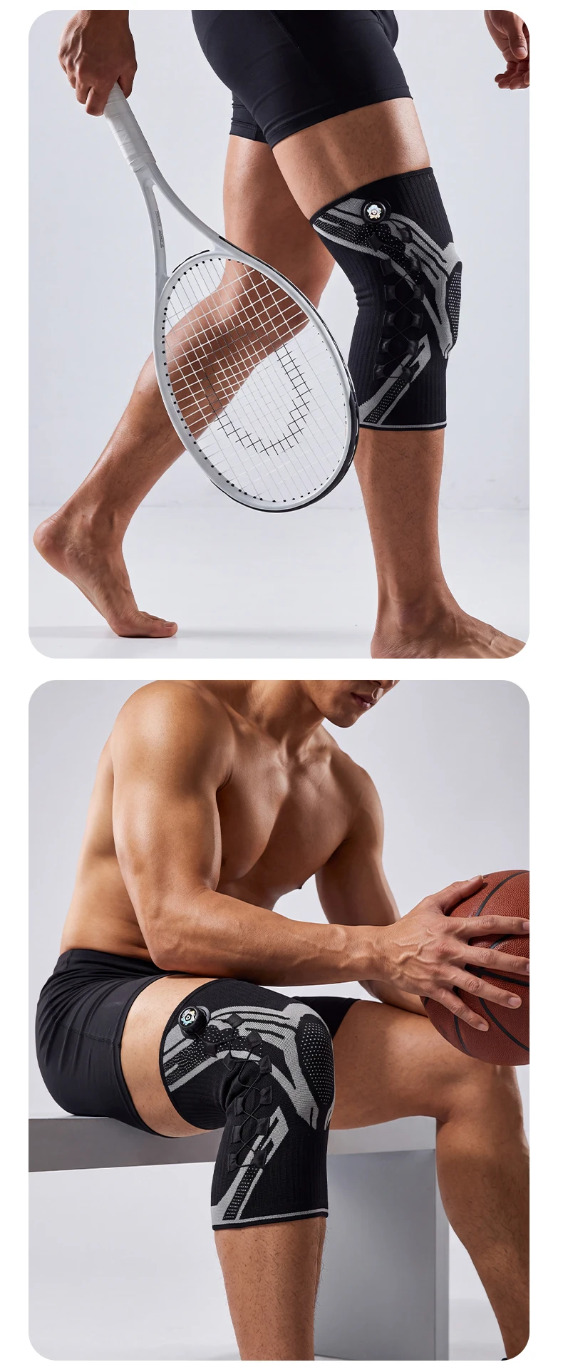 1 Stück verstellbare Kniebandage, Kompressions-Kniebandage mit Federunterstützung und Silikonpolster für Sport – Detail 10