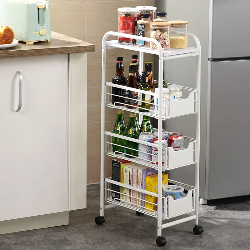 

Multi-Layer Fruit and Spice Rack: Refrigerator Organizer with Metal Pulleys, Versatile Kitchen Storage, Space-Saving Shelf,