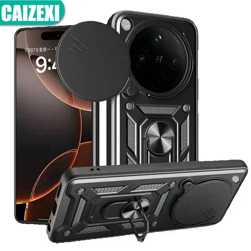 Shockproof Armor Ring Stand Bumper Back Cover For OPPO Find X8 Pro X 8 FindX8 Slide Lens Phone Cases For Find X8Pro