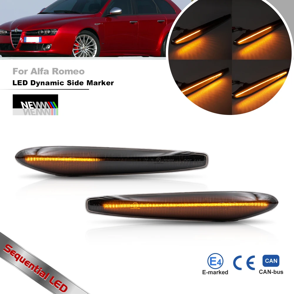 Smoked Dynamic Canbus Led Side Marker Light For Alfa Romeo Typ 939 Spider Brera 159 Sportwagon Turn Signal Fender Blinkers