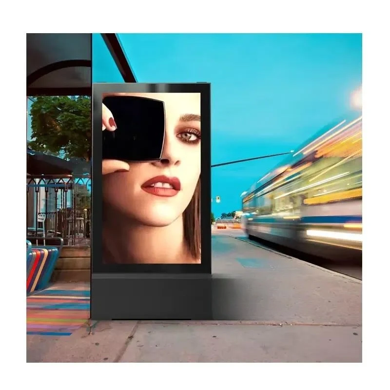 Full Color Outdoor Floor Standing Digital Signage Advertising Display Led Poster Waterproof Digital Signage for Bus Stop Mall