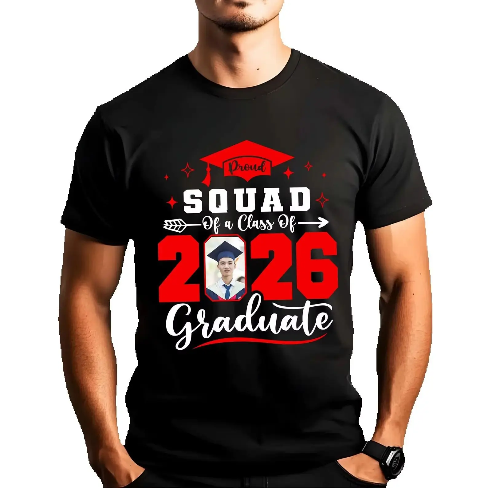 Graduation Name Photo Custom Shirt Men Women Customzied 2026 Grad Senior Family Matching Tees 6 Style Pattern Short Sleeve Tops