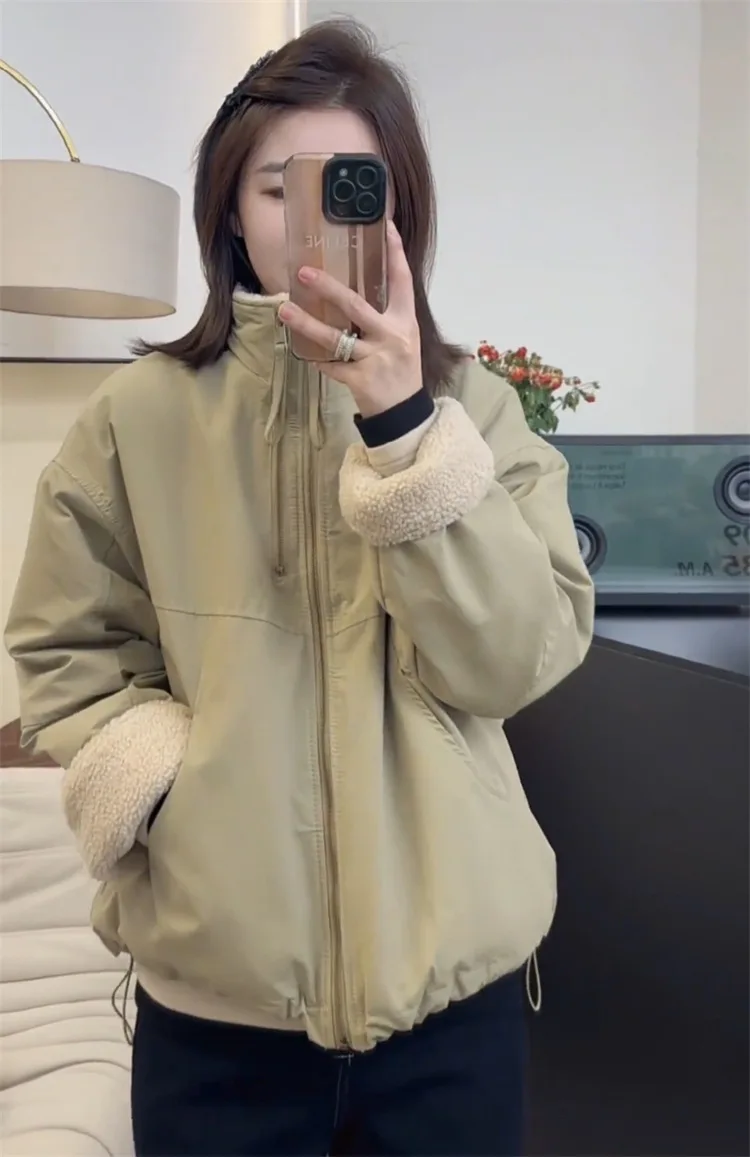 

Lamb Wool Jacket Korean Style Protective Defensive Shielding Guarding Safeguarding Securing Safety Preserving Conserving Vibrant