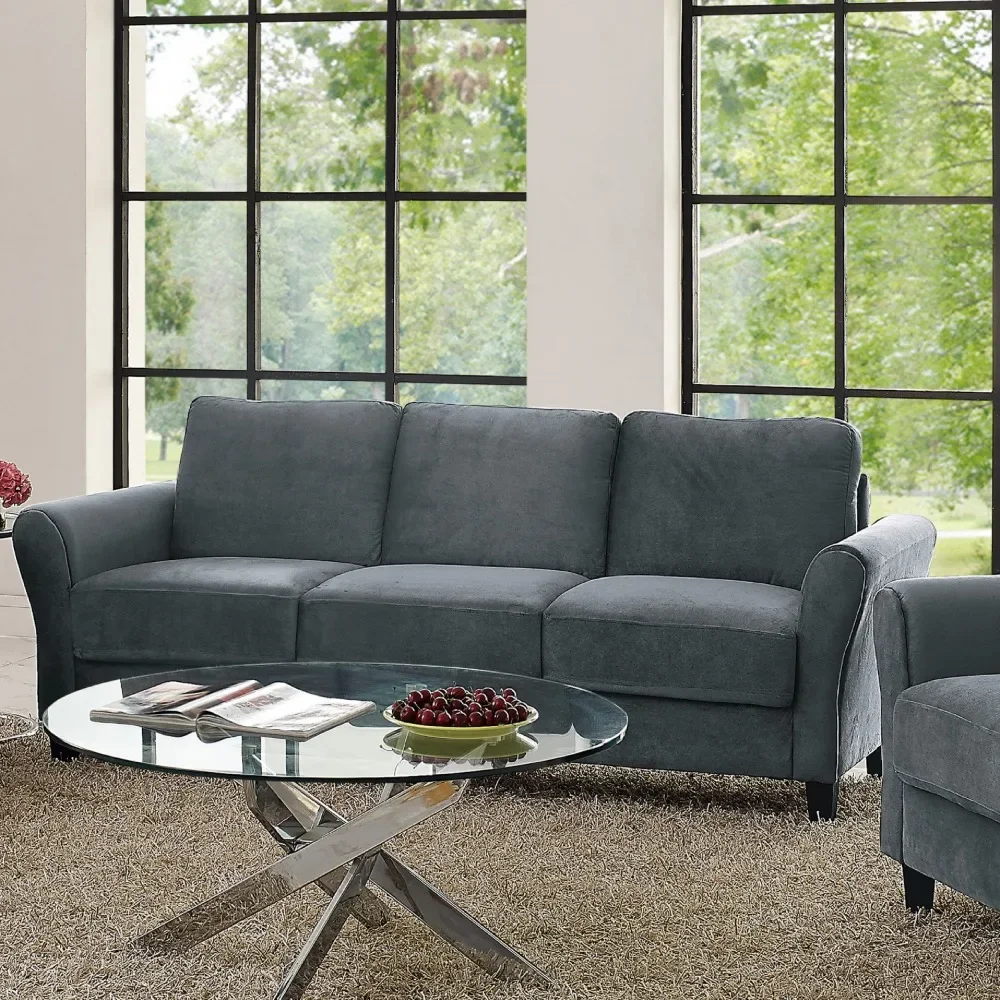 2023 Lifestyle Solutions Alexa Sofa with Curved Arms, Gray Fabric