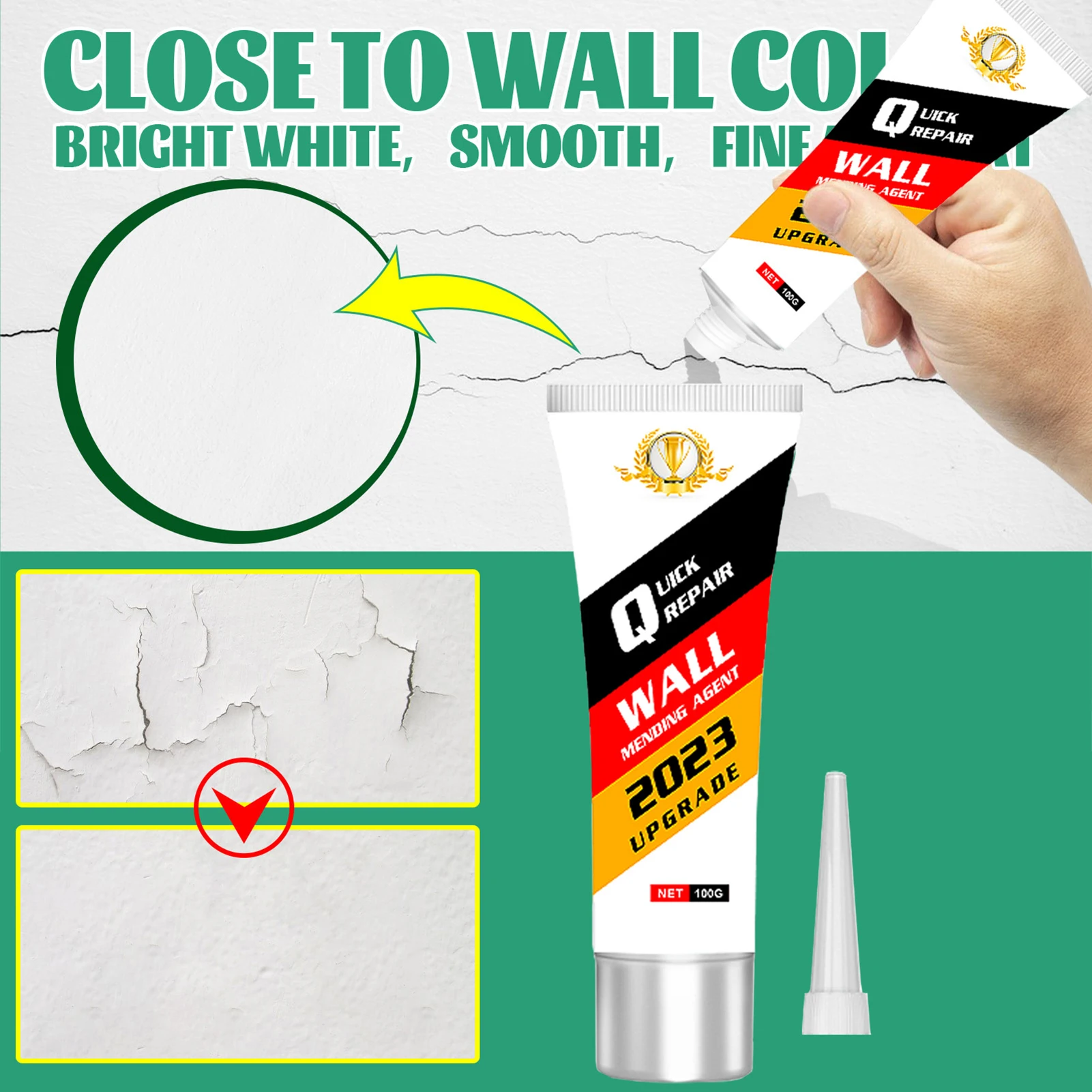 100g Quick Wall Mending Agent Strong Adhesion Fast Drying Crack Resistance Agent Suitable for Making Wall Smoother