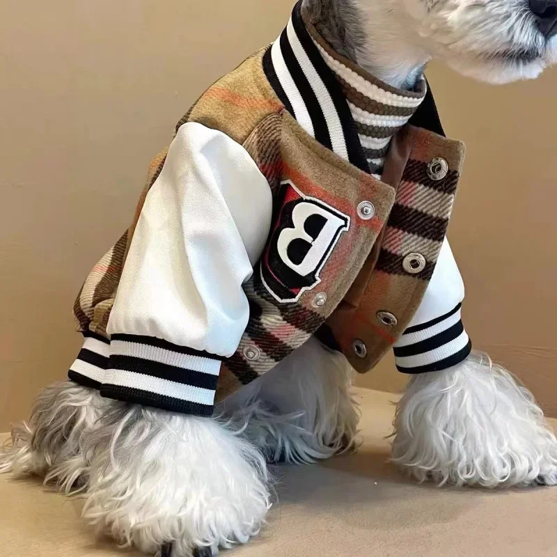 Dog Clothes Autumn and Winter Thick Warm Jarre Aero Bull Schnauzer VIP Teddy Shiba Inu Cat Baseball Uniform Jacket