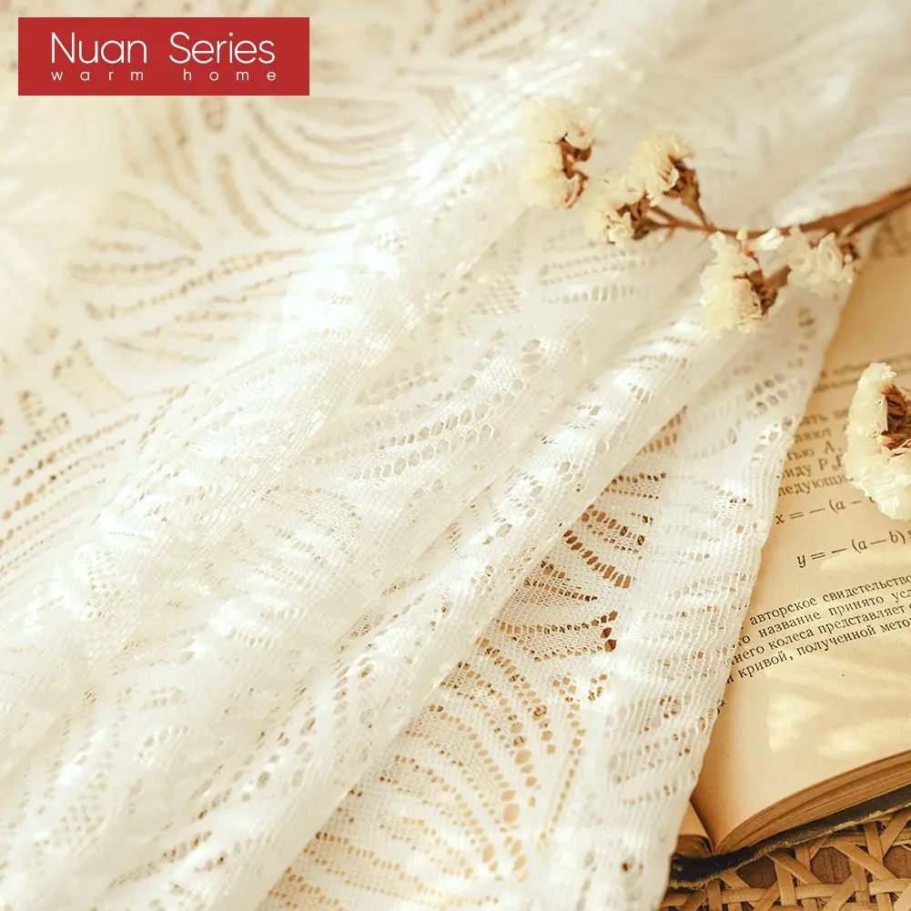 Luxury Curtain Sheer For Living Room Bedroom Lace White/Brown Embroidered Window Screen Kitchen Thick Tulle Drapes
