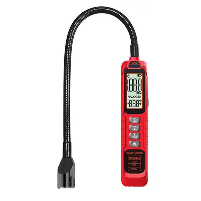 

A93P CFC HCFC HFC HC HFO Refrigerant Leak Detector 0-1000PPM HVAC Air Conditioning Tester ZL77B