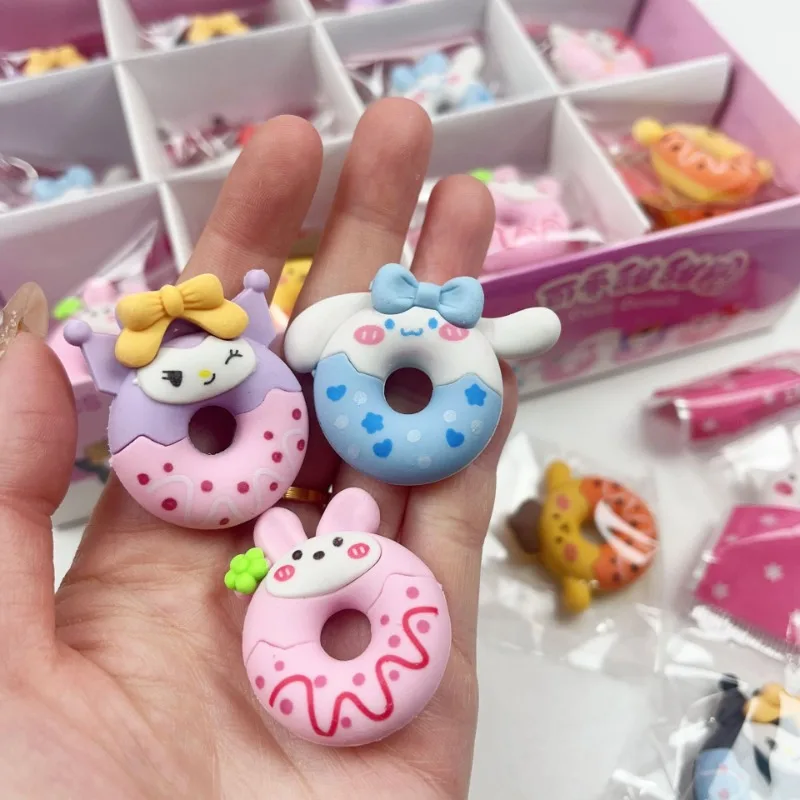 Sanrios Anime Kawaii Toy My Melody Cinnamoroll Kuromi Hellokittys Pompom Purins Donut Eraser Birthday Gift Christmas Gifts